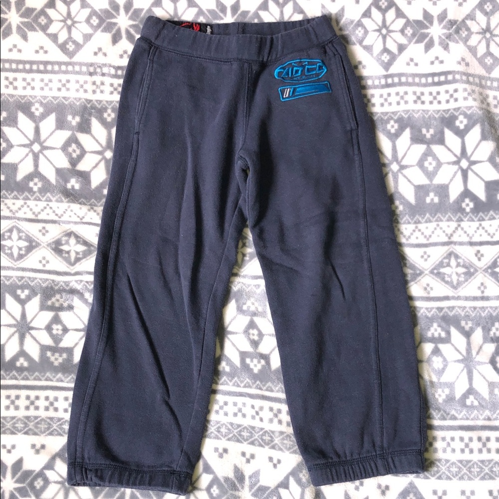 Kids Navy Blue Fleece Joggers with Accent Patch